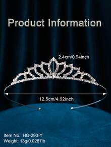 1入簡約休閒金屬皇冠髮飾，適用於女性優雅派對頭飾 - 銀色 - 查看 3