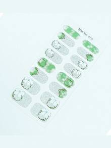 Full Wrap Nail Polish Stickers 1 Sheets Set Summer Nail Art Wraps Self-Adhesive Nail Polish Stickers Waterproof Long-Lasting Fashionable Gel Nail Strips DIY - Lime Green - View 6