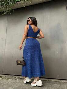 Women Sweater Dresses - Royal Blue - View 2