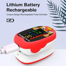 1pc Tri-Color Cute Rechargeable Fingertip Pulse Oximeter, Blood Oxygen Saturation Monitor With Pulse Rate And Fast SpO2 Readings, Oxygen Meter With Type-C Charging - Multicolor - View 6