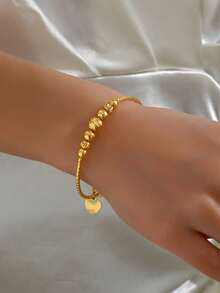 1pc EU&US Fashion Elegant Minimalist Commuter Golden Color Adjustable Open Bangle Bracelet For Women - A - View 2
