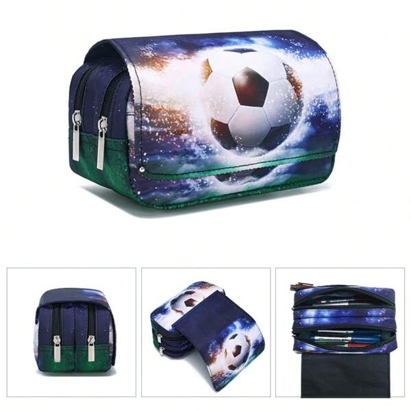 Pencil Case For Boys And Girls, Double-Sided Pattern Pencil Case, Large Storage Wallet Card Case,Compartment Pencil Case For School Students,School Supplies,Back To School