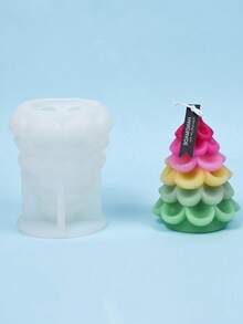 1pc Christmas Tree Candle Silicone Mold, Christmas Pine Cone Shaped Wax Candle, Handmade Soap Decoration - White - View 4