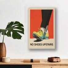 Framed No Shoes Upstairs Printable Funny Entryway Wall Art Retro Print No Shoes Inside Please Print  Entrance Sign Retro Poster Shoes Off,Pictures,Cuadros Para La Sala,Dom Decor,Room Decor,Bathroom Decor,Painting,Made In The USA Products - Framed - View 4