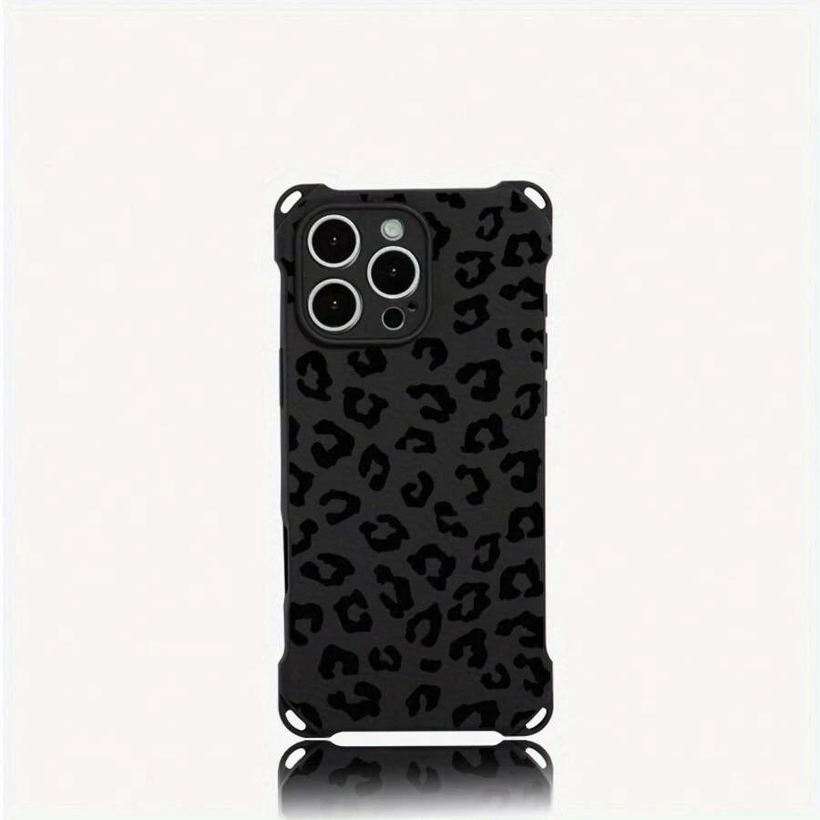 Funda para teléfono (1 unidad). Diseño con estampado de leopardo negro. Incluye orificios para colgar en las cuatro esquinas. Compatible con 13 Pro, 16, 15, 14 Plus y 12. Funda protectora mate integral en TPU. - Colores mixtos 2 - Ver 1