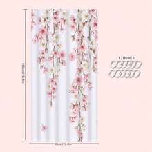 1/4 Piezas Juego de baño con Estampado de Flores de Cerezo que incluye Cortina de Baño, Alfombra de Baño, Alfombra en Forma de U para Inodoro, Cubierta para Tapa de Inodoro, Cortina de Ducha Impermeable, Cortina de Moda, Cortina Divisoria de Baño Moderna, Sin Necesidad de Perforar, Poliéster, Lavable a Máquina