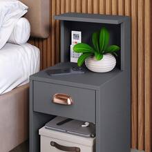 Bedside Table With Shelf And Drawer With Compact Retro Shell Handle - 灰色 - 查看 2