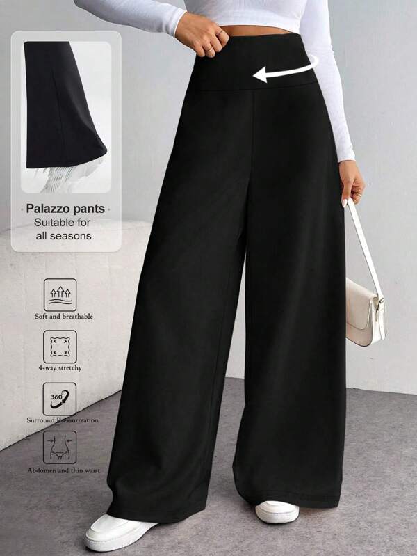 Pantalones anchos de cintura alta para exteriores