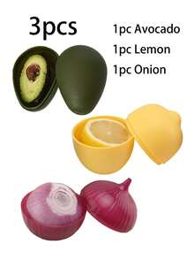 1/3/6个装水果蔬菜造型食品保鲜盒 - 牛油果、柠檬、洋葱、番茄、大蒜、甜椒保鲜盒，多功能厨房食品保鲜盒，适用于冰箱储存、露营、用餐和食品准备 - 彩色 - 查看 12