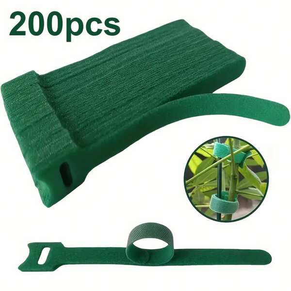 1 Set mit 200 Stücke 15cm wiederverwendbaren rutschfesten Nylon-Pflanzenhaltern, geeignet für Kletterpflanzen, Stützen und Gartenpflege-Werkzeuge, sicher fixierend - selbstklebende Pflanzenfixierbänder - einsetzbar für Pflanzen, Garten, Zuhause - hochwertig, langanhaltend und einfach zu verwenden