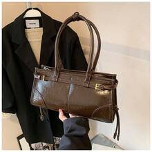 2025 New Ladies Bag, High-End Commuter Casual All-Purpose Tote Bag, Retro Oil Wax Leather Handheld Side Bag Multi-Purpose Commuter Large Capacity Genuine Leather Gyoza Bag Women's Crossbody Bag Shoulder Bag Yukata Bag Travel Bag Pouch Shoulder Bag Storage Key Case Travel Convenient Goods Tote Bag Ladies - 咖色 - 查看 2