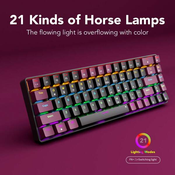 Senmoosy 68-Key Wired Mechanical Keyboard, Mixed Backlight, Dual-Color Keycaps, Tactile/Clicky/Linear Switches, Hot-Swappable, Suitable For Desktop PC, Laptop, E-Sports Gaming, Home/Office Use, Portable