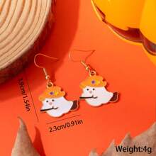 1 par/6 pares de pendientes novedosos y de moda con diseños de gato, murciélago, momia y escoba de bruja para mujeres, regalos de fiesta de Halloween para amigos