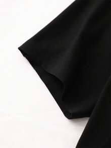 Creative Element Cartoon Letters Women'S  T-Shirt, Round Neck, Short Sleeves, Easy Casual Sports Tee, Comfortable Summer Top For Holidays - Black - View 5