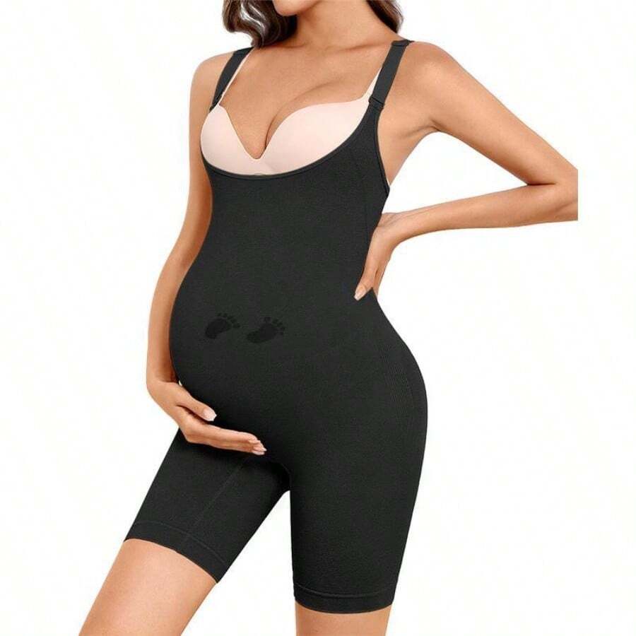 Y25D Women's Maternity Bodysuit Seamless Pregnancy Shapewear Shorts Under Dresses Belly Support