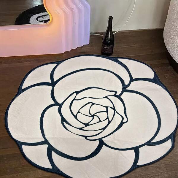 Tappeto in peluche asimmetrico e morbido, tappeto da salotto decorato con motivo floreale, tappeto per divano, tappeto da camera da letto accanto al letto, tappeto da camera da letto, tappeto per zona relax