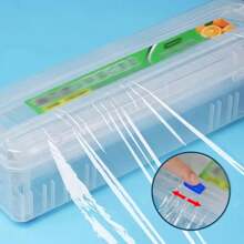 Hot  Multifunctional Reusable Plastic Wrap Cutter And Dispenser With Built-In Slicer,Idea For Kitchen Storage, Office Use
