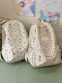 Large Capacity Popular Floral Student Backpack, Cute Women's Backpack, Suitable For Teenagers, High School Students, College Students, Graduates, Returning To School, Graduation Season, Male And Female Students, Used As Classroom And Shopping Bags, Class Travel Bags - Multicolor - View 5