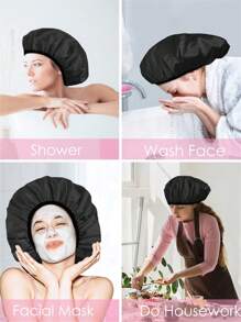 1 Stück einfarbige extra große 3-lagige Haartrocknen Duschhaube, super absorbierendes mikrofaserartiges Material, 100% wasserdichter wiederverwendbarer Haarturban für Frauen mit langem Haar
