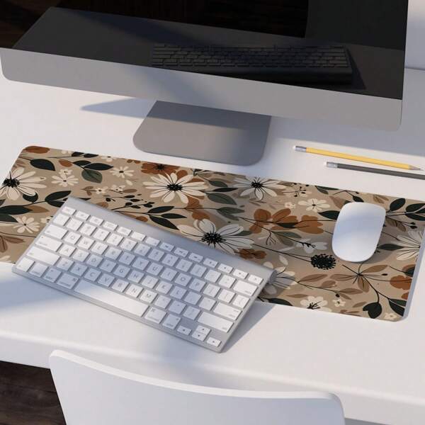 1pc Floral Pattern Mouse Pad Boho Flowers Mousepad Extra Large Desk Mat With Stitched Edge Non-Slip Rubber Base For Home Office Decor Desk Pad 35.4x15.7 Inch As Gifts For Friends Back To School