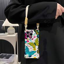 Funda para teléfono (1 unidad) estilo retro, pequeña, para móvil 16 Plus, con cordón, 13 Pro Max, para mujer, 12, de silicona suave, 14, con cobertura total de lente, esquinas reforzadas, anticaídas, estilo de celebridad, 15, linda y protectora - Blanco - Ver 2