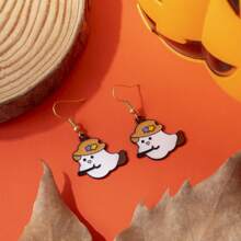 1 par/6 pares de pendientes novedosos y de moda con diseños de gato, murciélago, momia y escoba de bruja para mujeres, regalos de fiesta de Halloween para amigos