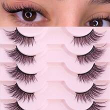 9 Pares de Cílios Postiços Estilo Olho de Gato Curtos e Macios de Fio e Meia Pálpebra, Falsos de Mink 3D, Adequados para Maquiagem Natural, Tiras de Cílios, Cílios, Cílios Postiços