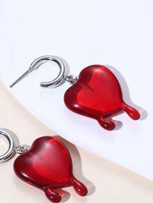 1 件奢华小众设计心形耳环，适合女性日常佩戴