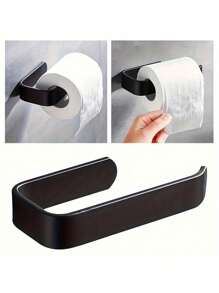 Wall Mounted Plastic Tissue Holder, No-Drill Bathroom Tissue Roll Holder, Practical Storage Organizer - 1pc