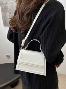 Bolso mini con solapa de color sólido de moda, bolso cruzado para el hombro para damas, adecuado para compras, carteras, estudiantes universitarios, recién llegados y ejecutivos. Perfectos para oficina, universidad, trabajo, negocios, desplazamientos, actividades al aire libre, viajes y excursiones.
