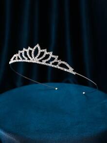 1入簡約休閒金屬皇冠髮飾，適用於女性優雅派對頭飾 - 銀色 - 查看 5