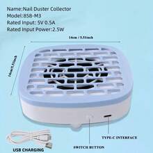 亚克力美甲粉尘收集器，美甲沙龙除尘器，美甲风扇，美甲清洁工具 - 高功率低噪音美甲粉尘吸尘器 - 粉色 - 查看 12