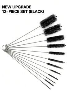 JUE FISH 12/10/8 件多用途清洁刷 - 5 种款式 - 304 不锈钢尼龙刷毛清洁剂，适用于玻璃、硅胶、金属吸管、茶壶嘴、迷你瓶，可作为节日礼物赠送给家人和朋友