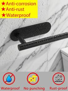 1PC Black Paper Tissue Rack, Punch Free Wall Mount With Adhesive For Easy Installation, Wall Mount For Kitchen, Towel Holder Under Cabinet Paper Towel Rack For Bathroom Kitchen Pantry Sink Balcony Toilet Paper Holder, Storage Rack For Cling Film/Foil, Slouchy Self-Adhesive