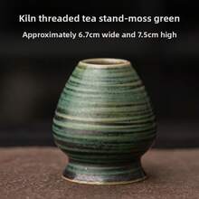 1pc Japanese Kiln-Fired Spiral Matcha Whisk Holder, Handmade Coarse Pottery Vintage Antique Ceramic Tea Accessories, Songhua Dynasty Chanoyu Tea Tools - Multicolor - View 9