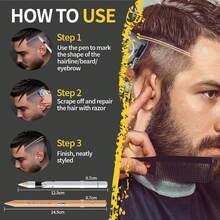 NKTWEAFVDERETAILLLC 12Pcs Barber Pencil Beige Skin Tone Magic Hairline Pencils Set Beard Guide Pen With Sharpener Barber Chalk For Lineup Edge Hair Design Shaping Trace Makeup Tool For Men - Beige&White - View 8