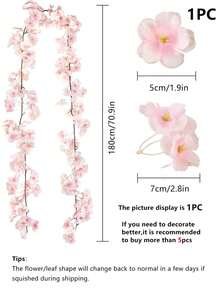 1PC/3/6PCS人造花、樱花、藤蔓、家居装饰、卧室装饰、DIY花环材料、情人节、新年装饰、生日派对装饰、婚礼场地搭配、户外花园装饰材料 - 彩色 - 查看 5