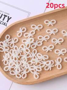 Lote de 20/60 piezas de lazos con perlas artificiales marfil para decorar el cabello en bodas, decoración diaria o manualidades de DIY, materiales para hacer clips, joyas y productos hechos a mano