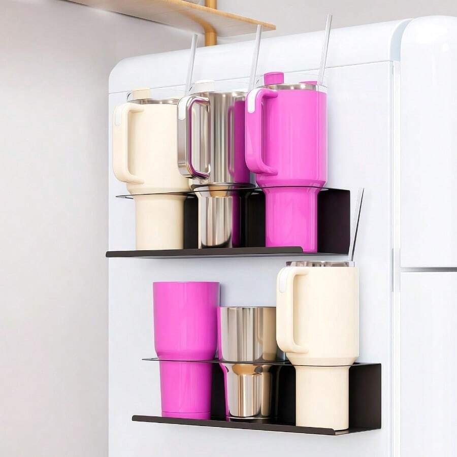 LAN 2 Pack Magnetic Cup Holder For Stanley 30 40 Oz Water Bottle Tumbler Organizer Holder Heavy Duty For Fridge Compatible With Stanley Cup AccessoriesGS4835 - màu đen - Xem 1