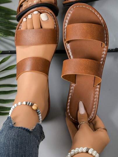 Damen Leopard Muster Größere Größen Flache Runde Zehe Outdoor Modische Bequeme Rutschfeste Sandalen, Sommer