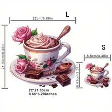 1 件/2 件/3 件花卉热巧克力杯印花转印贴纸 - 粉红玫瑰和金色装饰，可水洗熨烫补丁，适用于 T 恤、牛仔裤、夹克、帽子 - 耐用塑料材质，图案奢华，色彩鲜艳 - 彩色 - 查看 2