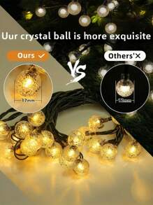 1 pièce Guirlande lumineuse solaire cristalline pour l'extérieur, 100/50/20 LED, 8 modes d'éclairage, étanche IP65, décoration extérieure, convient pour les jardins, les cours, les terrasses, les mariages, les fêtes, Noël, Halloween, la Saint-Valentin et autres guirlandes décoratives (lumière chaude, lumière blanche, lumière colorée, lumière violette)