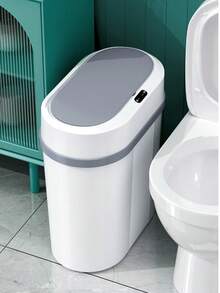 2.6  Gallon Bathroom Small Trash Can With Automatic Touchless Lid, Smart Garbage Can Narrow Waterproof Trash Bin For Bedroom, Office, Living Room - White - View 6