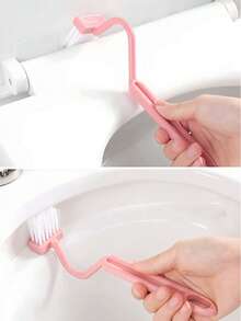 1pc V-Shaped Toilet Brush: V-Shaped Toilet Brush, Small Toilet Brush, No-Blind-Spot Cleaning Brush, Household Bathroom Toilet Cleaning Tool, Can Be Rotated To Fit Curved Toilet And Hung On The Wall For Home Cleaning, Bathroom Decor, Bathroom Accessories, Cleaning Supplies, Bathroom Essential, Apartment Must-Have - Multicolor - View 6