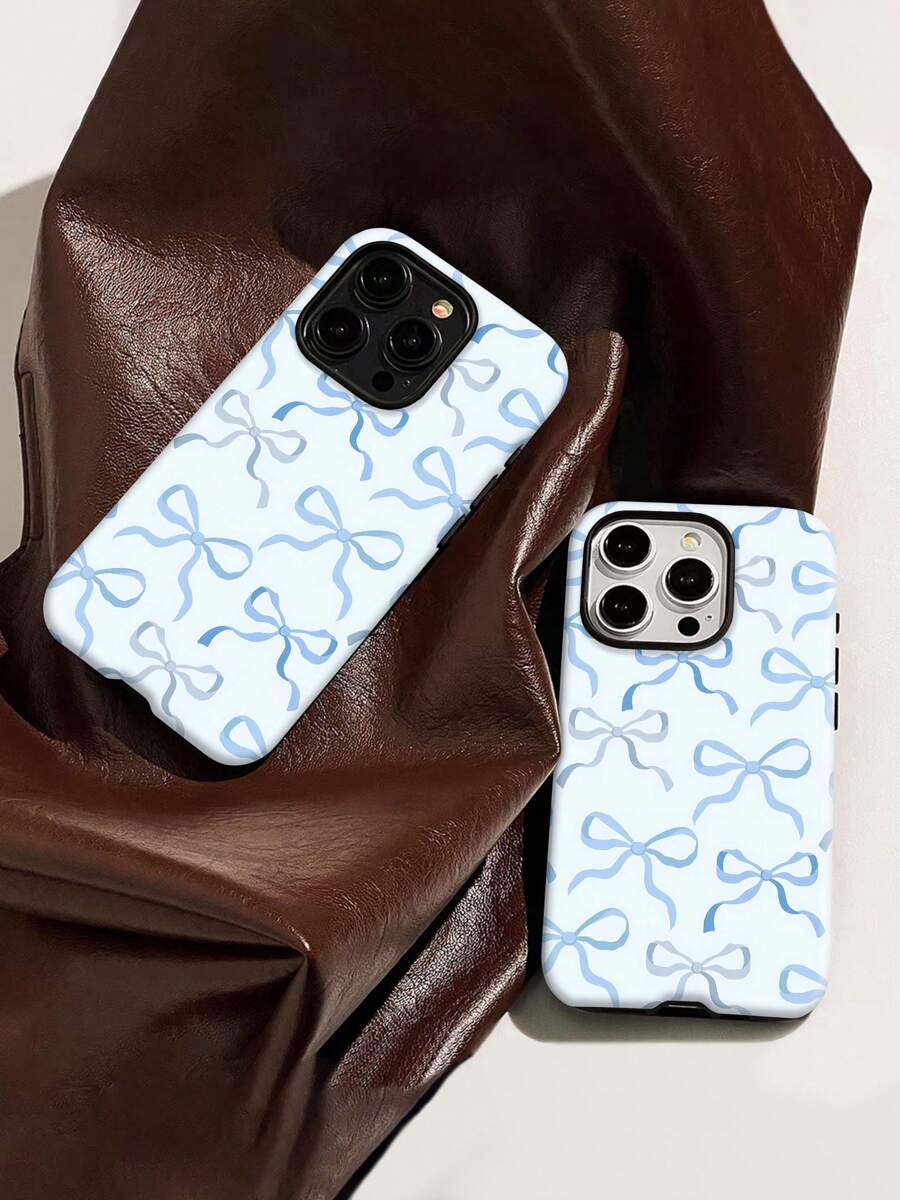 Blue Bow Mobile Phone Case, Decorated With Ribbon And Pastel Design ...