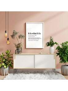 1pc Framed Wall Art "It Is What It Is" Funny Quote Canvas Wall Art 50*70cm | Minimalist Wall Decor & Home Decor Living Room | Living Room Decor & Room Decor | Wall Art For Living Room, Wall Art Decor, Wall Art Prints, Wall Art Bedroom | Posters - A - View 2
