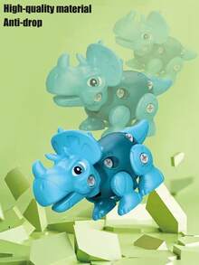 儿童恐龙玩具，恐龙积木，可重复使用玩具，可拆卸恐龙模型，STEM教育3D拼装玩具，DIY拼装套装，易于组装和携带，3岁以上儿童的理想礼物，包含钻头，颜色随机