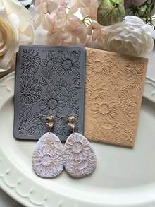 وسادة ملمس ورقة العنب والعباد الشمس، حصيرة ملمس السيليكون الناعم للطين لصنع أقراط الطين الناعم والدبابيس والقلادات والنحت الفخاري، أدوات ديكورية إبداعية DIY - رمادي غامق - مشاهدة 12