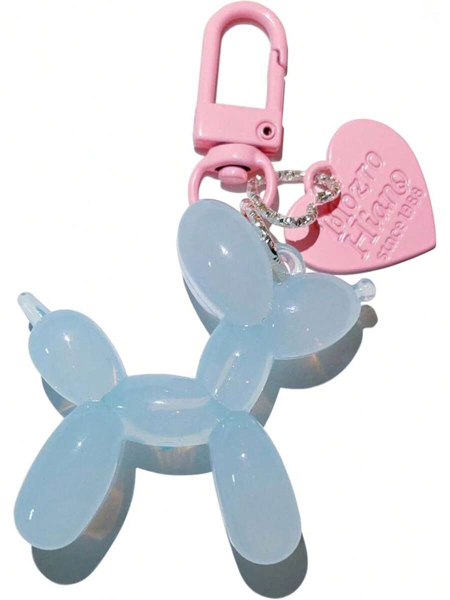 Jelly Balloon Dog Design Keychain For Women, Cute Girls Key Chain, Bag Charms Accessories For Car Purse Backpack - Pink Green - 查看 1