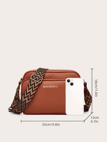 Women's Casual Shoulder Bag With Wide Strap, Suitable For Daily Commute - Brown - View 3